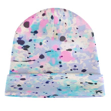 Load image into Gallery viewer, Ti Amo I love you Exclusive Brand  - Beige with Pink Purple &amp; Aqua Splatter - Unisex Knit Hat
