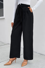 Load image into Gallery viewer, High Waist Ruched Tie Front Wide Leg Pants
