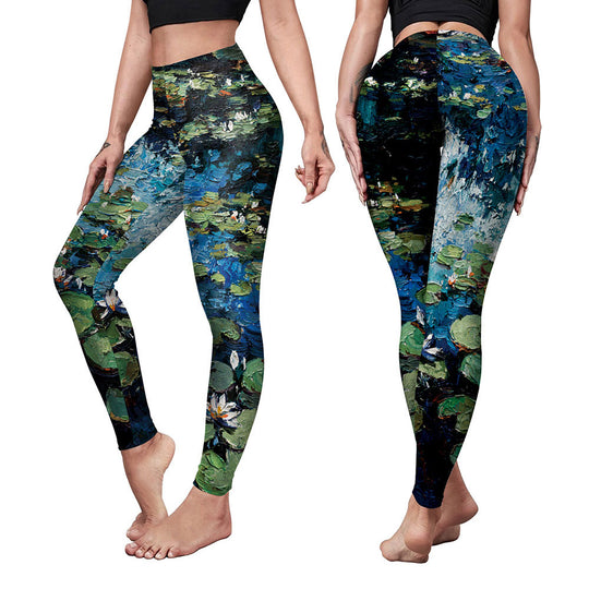 Women's- Water Lily - High Waisted Yoga Leggings
