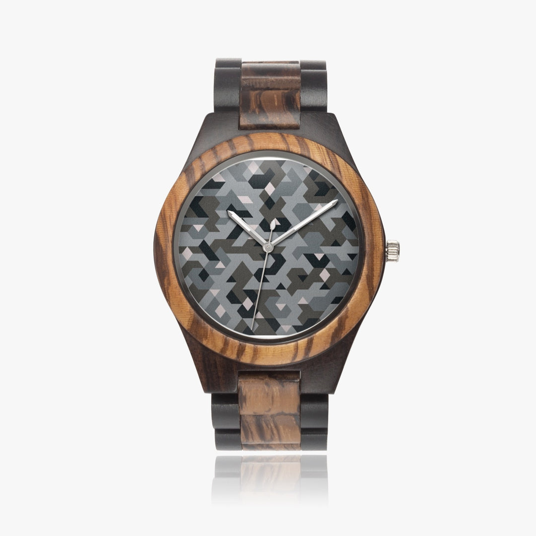 Ti Amo I love you - Exclusive Brand - Digital Camouflage - Mens Designer Indian Ebony Wood Watch 45mm