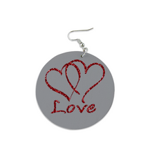 Load image into Gallery viewer, Ti Amo I love you - Exclusive Brand - Hearts - LOVE  - Geometric Round Wooden Earrings
