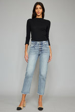 Load image into Gallery viewer, Kancan High Waist Button Fly Raw Hem Cropped Straight Jeans
