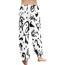 Load image into Gallery viewer, Ti Amo I love you - Exclusive Brand  - White with Black Squiggles - Women&#39;s Harem Pants
