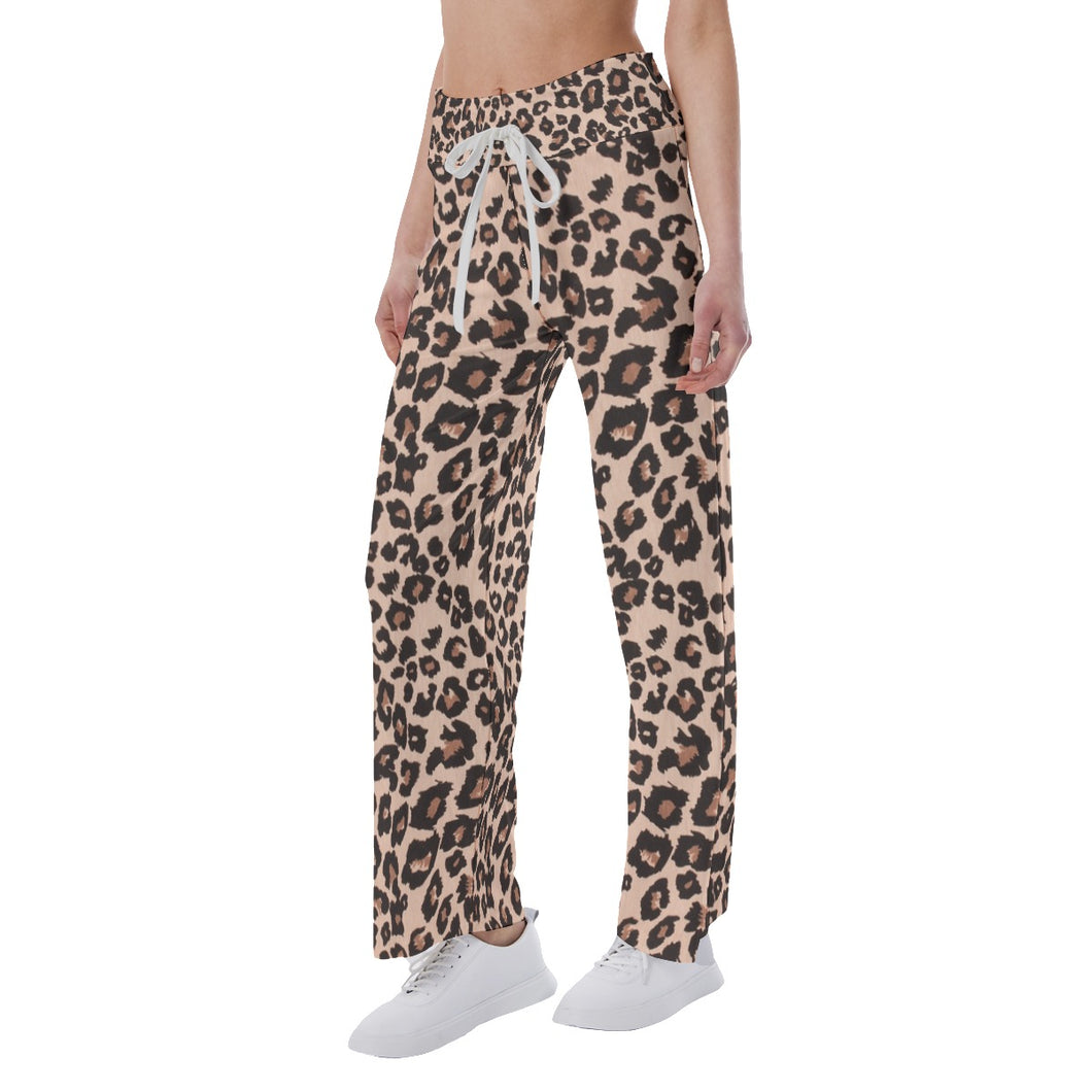 Ti Amo I love you- Exclusive Brand - Leopard - Women's High-waisted Straight-leg Pants - Sizes S-2XL