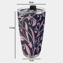 Load image into Gallery viewer, Ti Amo I love you - Exclusive Brand  - Ebony Clay with Oriental Pink Scrollwork Leaves - Tumbler 20oz
