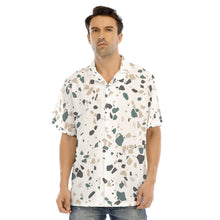 Load image into Gallery viewer, Ti Amo I love you - Exclusive Brand - White with Bone/Gulf Stream/ Storm Dust Spots - Men&#39;s Hawaiian Shirt With Button Closure
