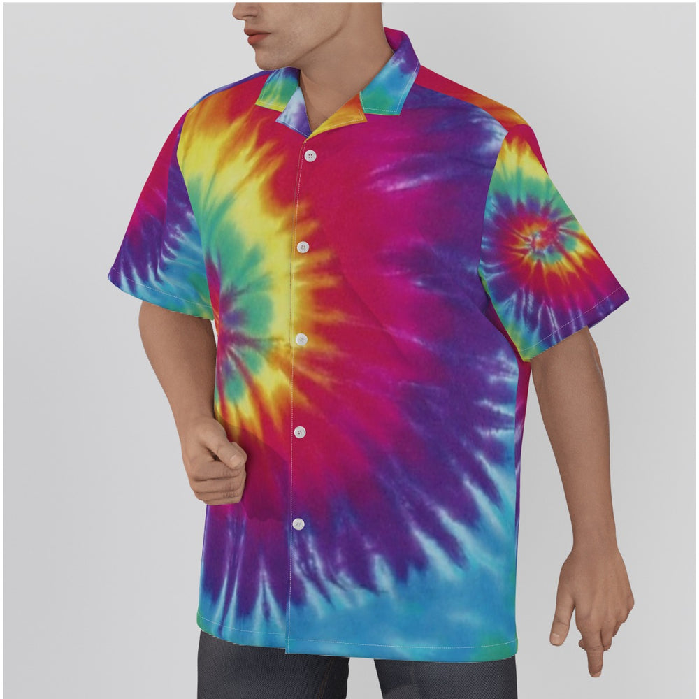 Ti Amo I love you - Exclusive Brand  - Men's - Rainbow Tie-Dye - Hawaiian Shirt With Button Closure - Sizes XS-8XL