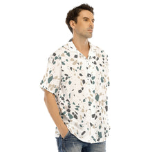 Load image into Gallery viewer, Ti Amo I love you - Exclusive Brand - White with Bone/Gulf Stream/ Storm Dust Spots - Men&#39;s Hawaiian Shirt With Button Closure
