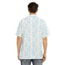 Load image into Gallery viewer, Ti Amo I love you - Exclusive Brand - White with Cornflower Blue Rectangles - Men&#39;s Hawaiian Shirt With Button Closure
