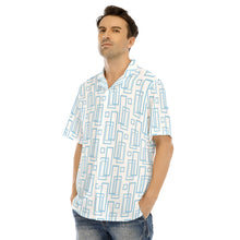 Load image into Gallery viewer, Ti Amo I love you - Exclusive Brand - White with Cornflower Blue Rectangles - Men&#39;s Hawaiian Shirt With Button Closure
