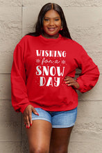 Load image into Gallery viewer, Simply Love Full Size WISHING FOR A SNOW DAY Round Neck Sweatshirt
