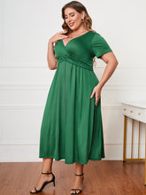 Load image into Gallery viewer, Womens Plus Size - Short Sleeve Surplice Neck Midi Dress - Sizes 1XL-4XL
