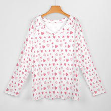 Load image into Gallery viewer, Ti Amo I love you - White with Tiny Hearts Pattern - Women&#39;s Long Sleeve Loose Tee
