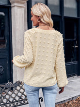 Load image into Gallery viewer, Swiss Dot Notched Neck Long Sleeve Blouse
