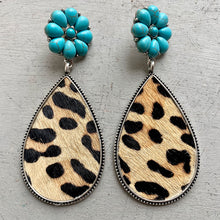 Load image into Gallery viewer, Turquoise Flower Teardrop Earrings
