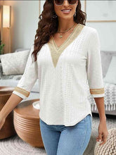 Load image into Gallery viewer, V-Neck Eyelet Blouse
