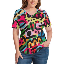 Load image into Gallery viewer, Ti Amo I love you - Exclusive Brand - Womens Plus Size V-Neck Short Sleeve Ladies T-Shirts - Sizes XL-4XL
