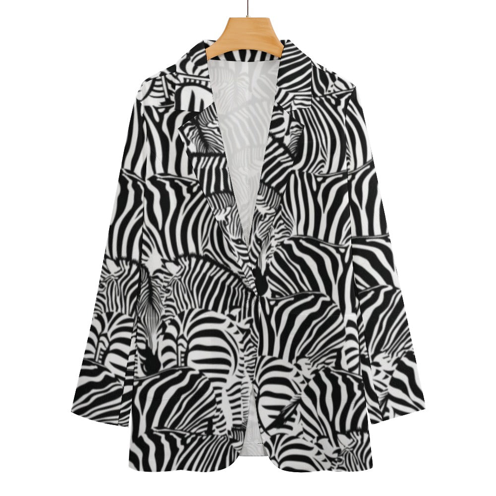 Ti Amo I love you - Exclusive Brand - Black & White Zebta - Womens Suit Blazer Jacket