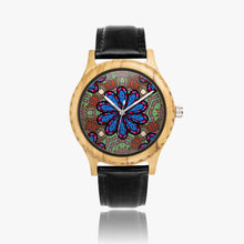 Load image into Gallery viewer, Ti Amo I love you - Exclusive Brand - Flower Pattern - Womens Designer Italian Olive Wood Watch - Leather Strap
