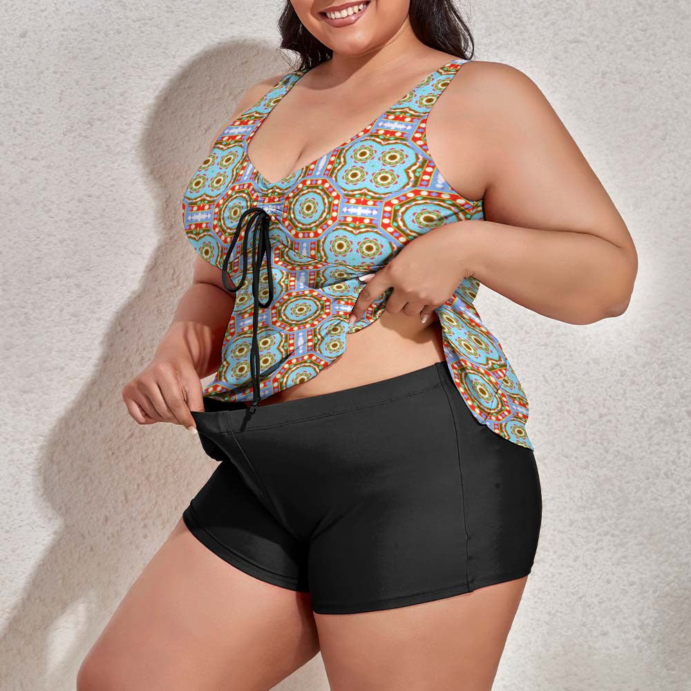 Ti Amo I love you - Exclusive Brand - Women's Plus Size Drawstring 2pc Swimsuit - Sizes XL-6XL