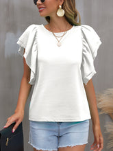 Load image into Gallery viewer, Round Neck Flounce Sleeve Blouse
