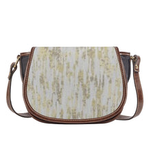 Load image into Gallery viewer, Ti Amo I love you Exclusive Brand - White &amp; Gold - PU Leather Flap Saddle Bag One Size
