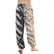 Load image into Gallery viewer, Ti Amo I love you  - Exclusive Brand  - Black &amp; Bronze Impasto Painted Pants - Women&#39;s Harem Pants
