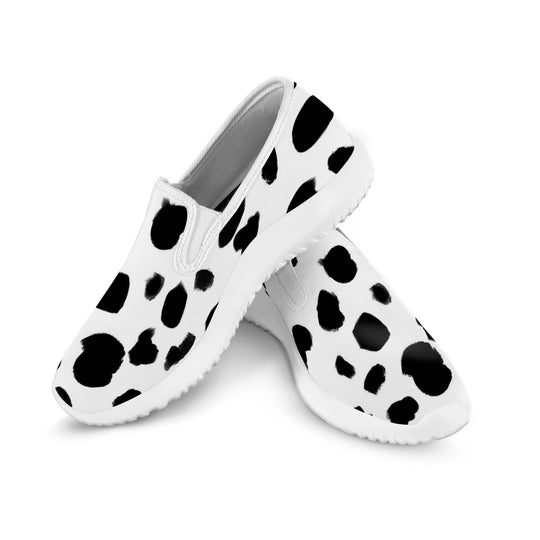 Ti Amo I love you - Exclusive Brand  - Black & White - Cow Spots - Womens Walking Shoes