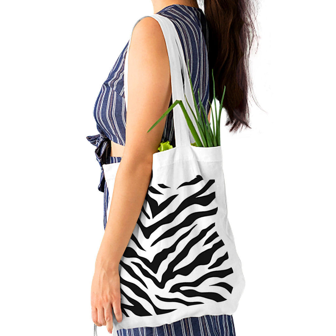Ti Amo I love you - Exclusive Brand - Black & White - Zebra Stripe - Small Canvas Tote Bag
