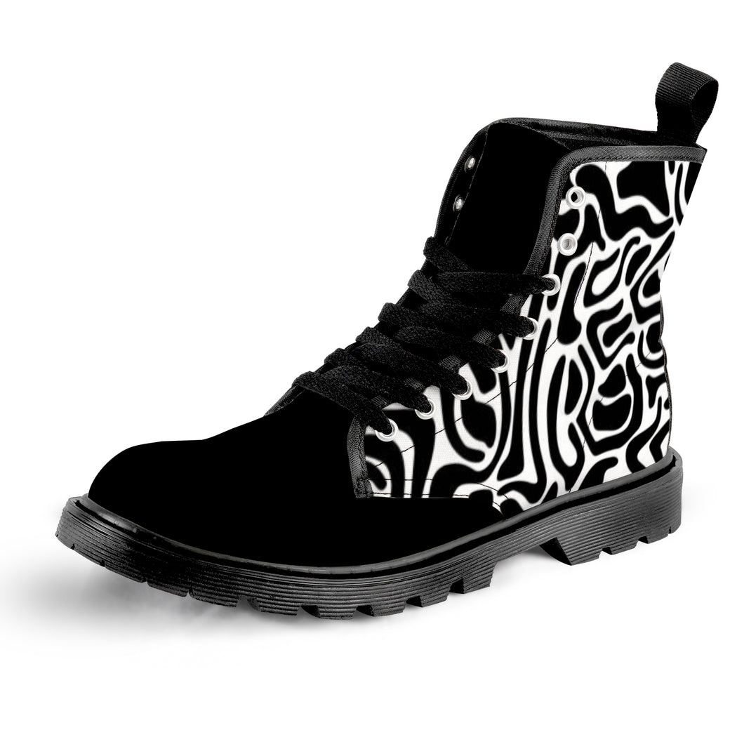 Ti Amo I love you - Exclusive brand - Men's Lace-Up Canvas Boots - Black Soles