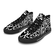 Load image into Gallery viewer, Ti Amo I love you - Exclusive Brand - Black &amp; White - Men&#39;s High Top Canvas Shoes - Black Soles
