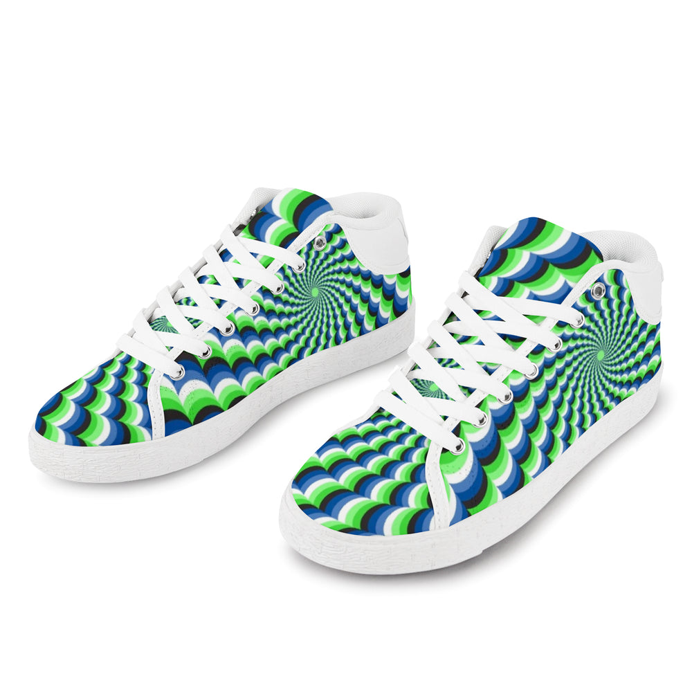 Ti Amo I love you - Exclusive Brand - Congress Blue / Screaming Green Optical Illusion - Men's Chukka Canvas Shoes