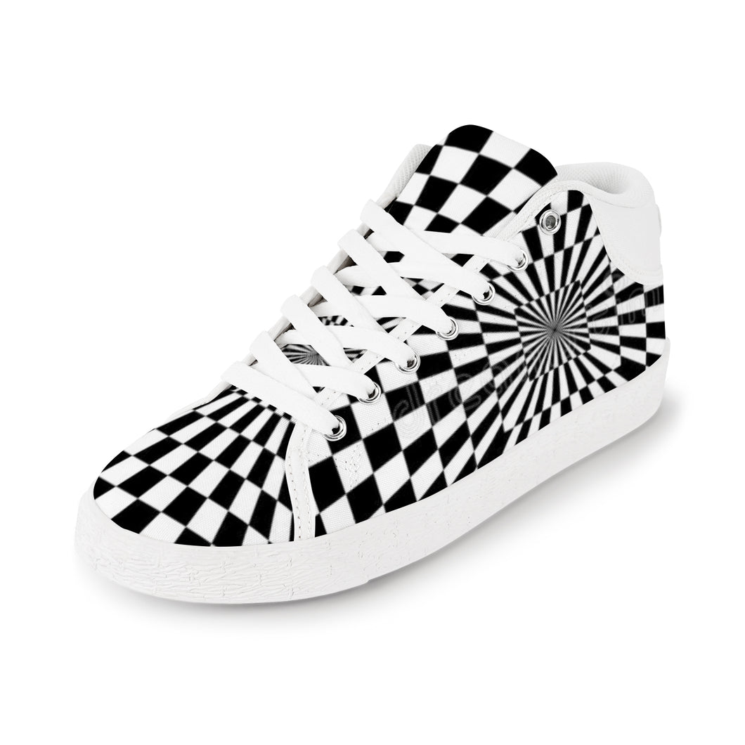 Ti Amo I love you - Exclusive Brand - Black & White Optical Illusion - Men's Chukka Canvas Shoes