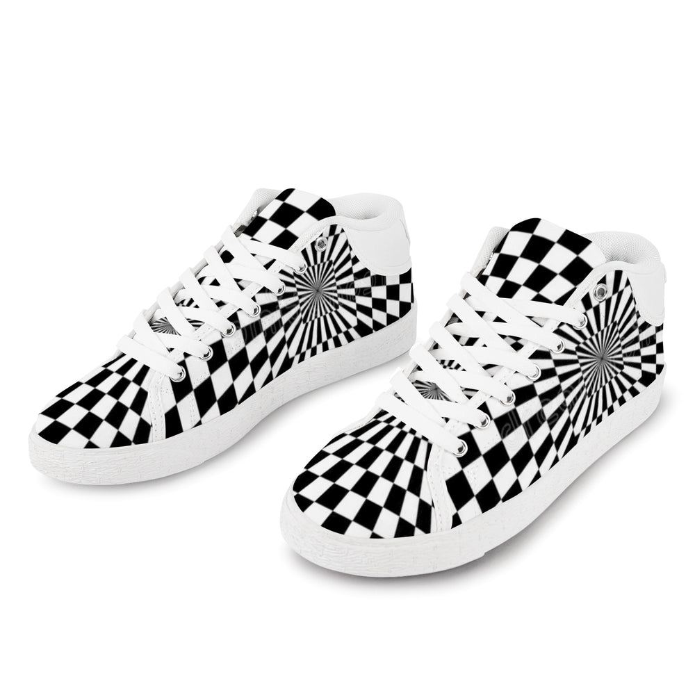 Ti Amo I love you - Exclusive Brand - Black & White Optical Illusion - Men's Chukka Canvas Shoes