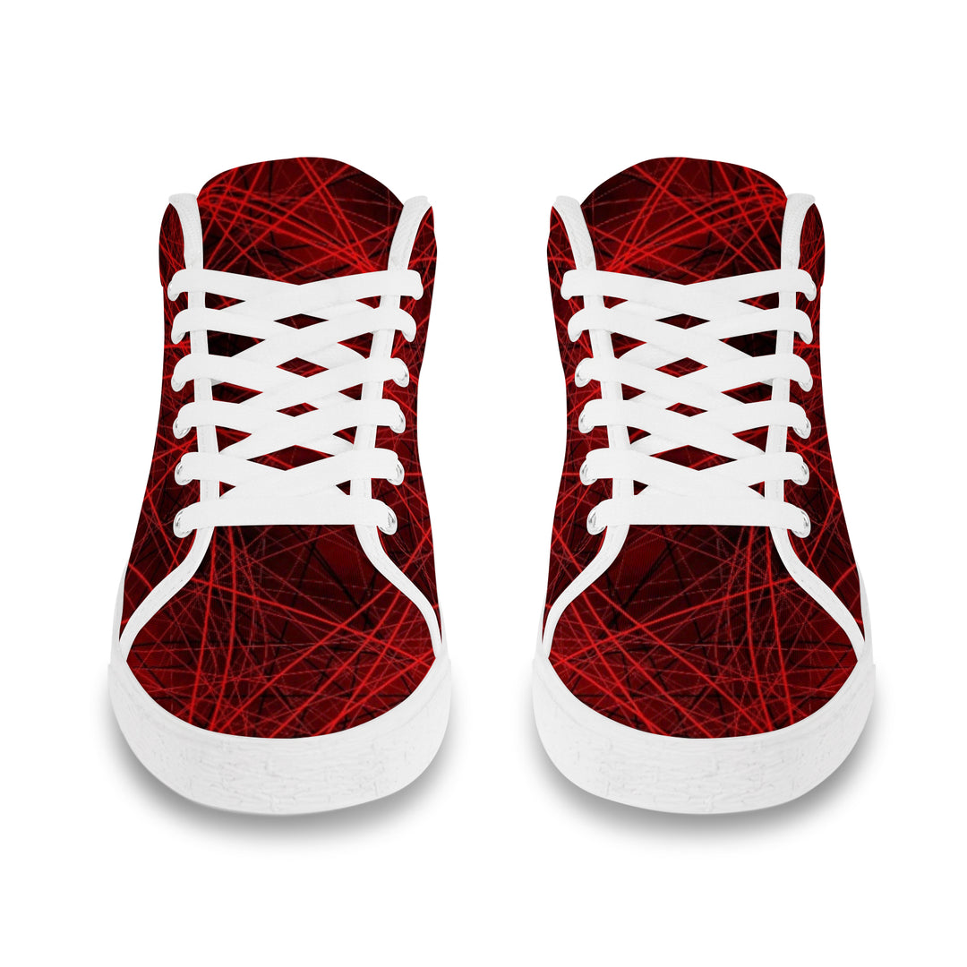 Ti Amo I love you - Exclusive Brand - Deep Red with Red Abstract Stripes - Men's Chukka Canvas Shoes