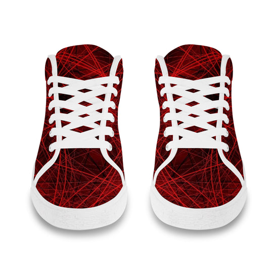 Ti Amo I love you - Exclusive Brand - Deep Red with Red Abstract Stripes - Men's Chukka Canvas Shoes
