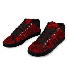 Load image into Gallery viewer, Ti Amo I love you - Exclusive Brand - Deep Red with Red Abstract Stripes - Men&#39;s Chukka Canvas Shoes
