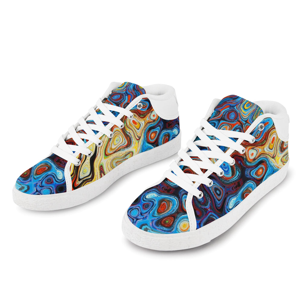 Ti Amo I love you - Exclusive Brand - Blue Marbelized Mashup - Men's Chukka Canvas Shoes