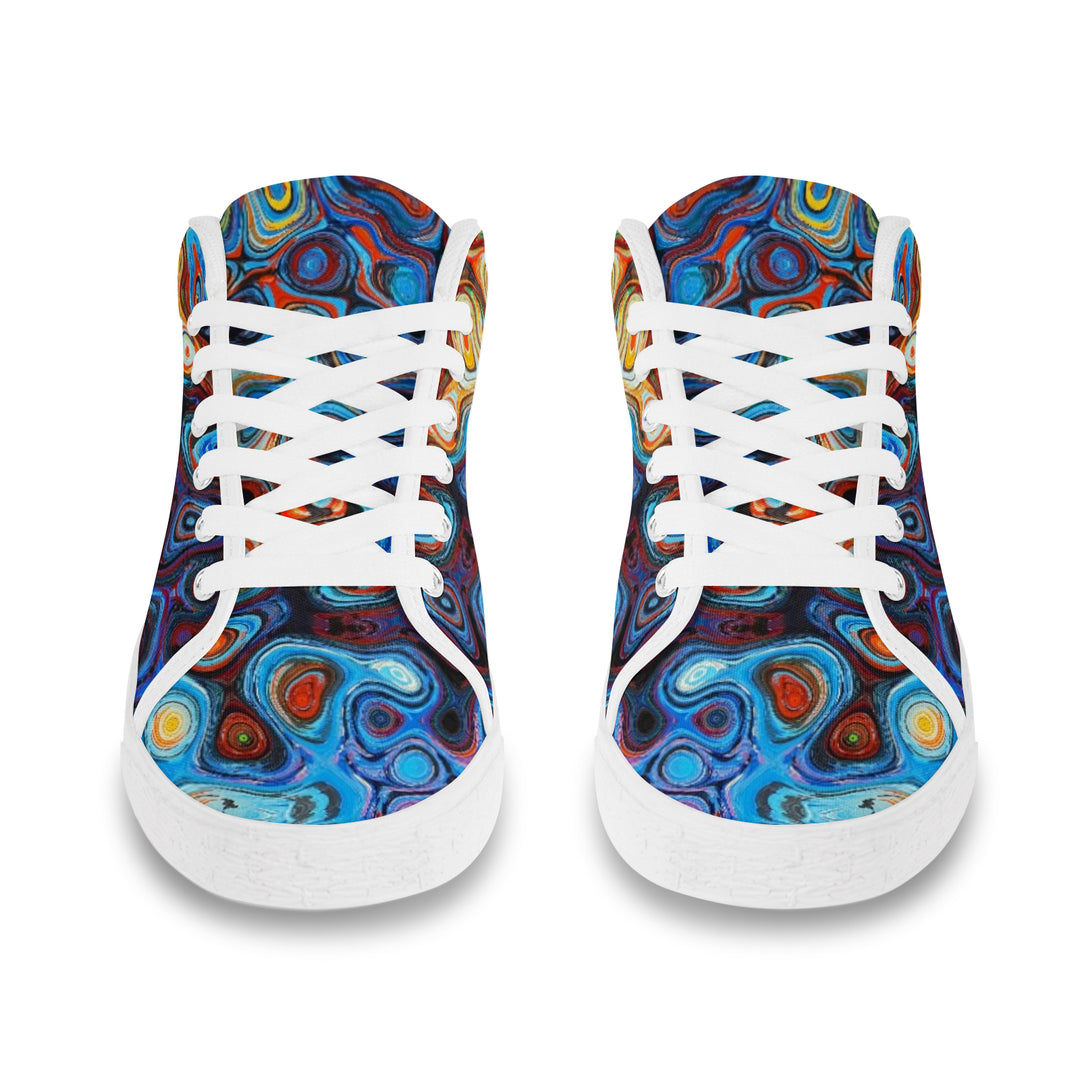 Ti Amo I love you - Exclusive Brand - Blue Marbelized Mashup - Men's Chukka Canvas Shoes