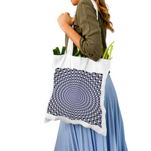 Load image into Gallery viewer, Ti Amo I love you- Exclusive Brand - Calm Cool &amp; Collected, Gun Powder &amp; White - Circular Optical Illusion - Small Canvas Tote Bag
