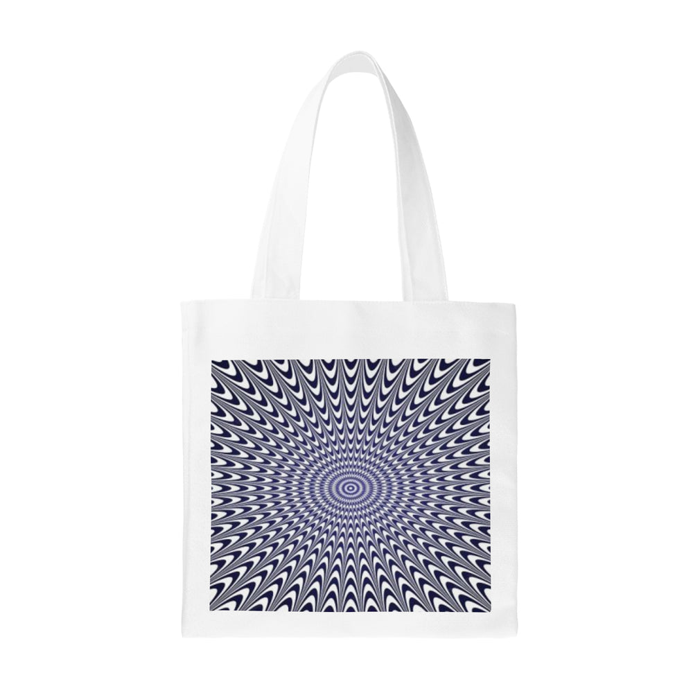 Ti Amo I love you- Exclusive Brand - Calm Cool & Collected, Gun Powder & White - Circular Optical Illusion - Small Canvas Tote Bag