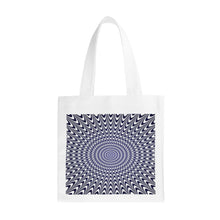 Load image into Gallery viewer, Ti Amo I love you- Exclusive Brand - Calm Cool &amp; Collected, Gun Powder &amp; White - Circular Optical Illusion - Small Canvas Tote Bag
