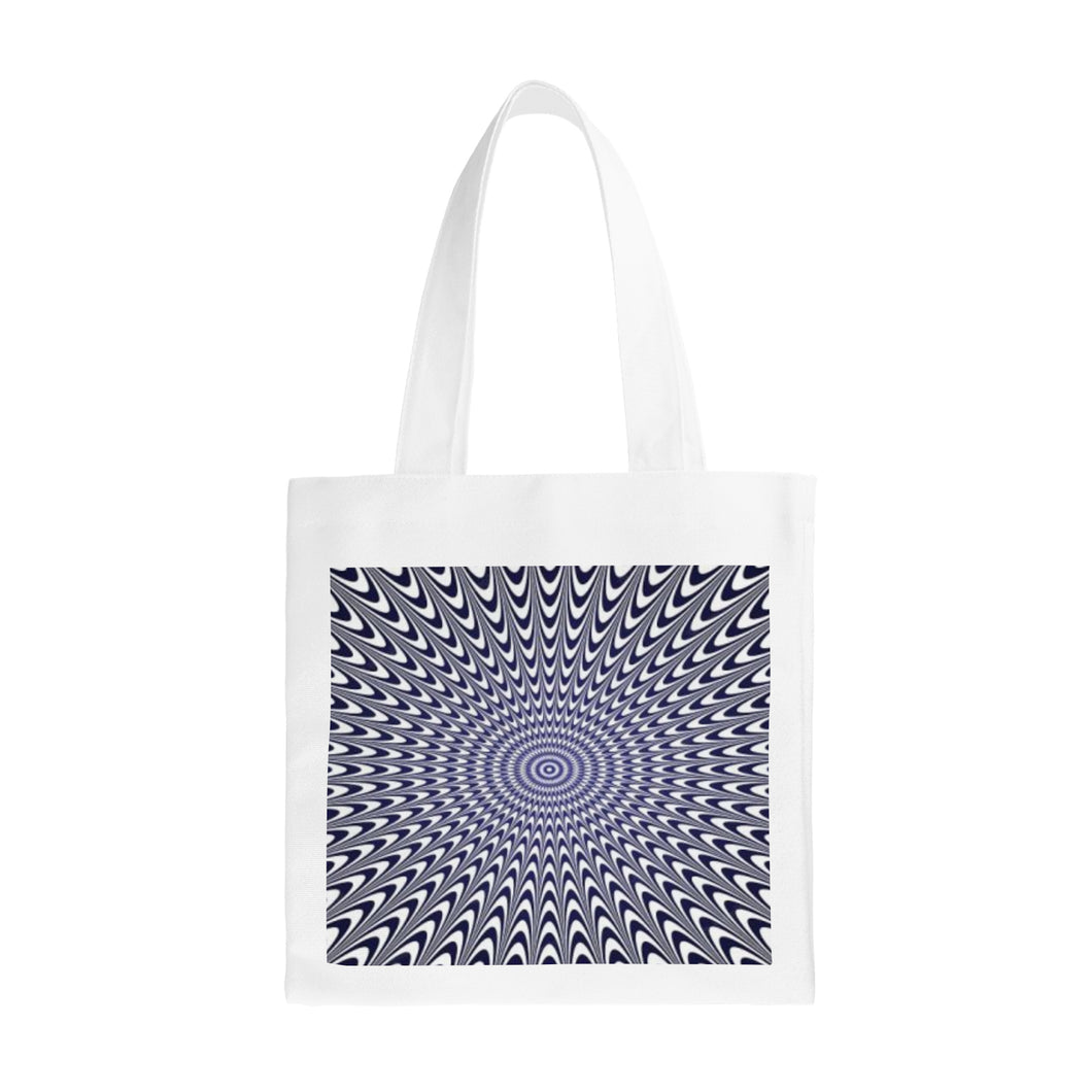 Ti Amo I love you- Exclusive Brand - Calm Cool & Collected, Gun Powder & White - Circular Optical Illusion - Small Canvas Tote Bag