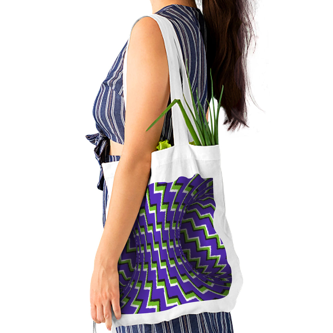 Ti Amo I love you- Exclusive - Blue Magenta & Sushi - Optical Illusion Bag - Small Canvas Tote Bag