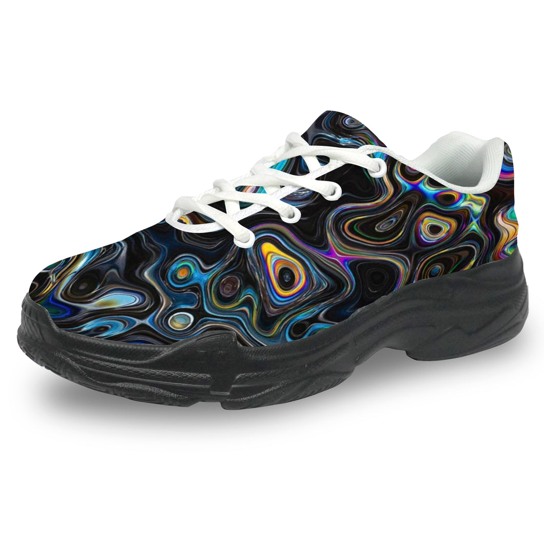 Ti Amo I love you - Exclusive Brand - Black with Colorful Oil Spill - Men's Chunky Shoes