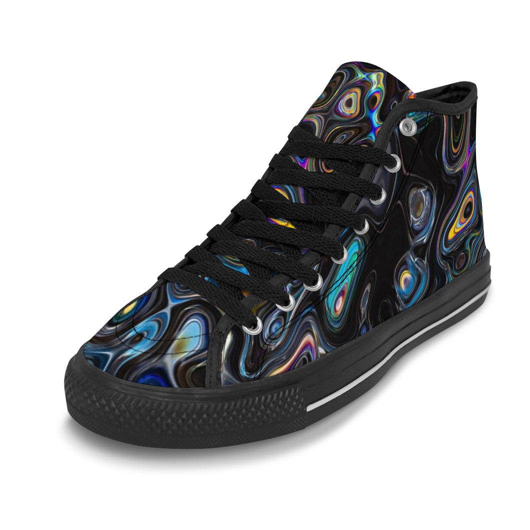 Ti Amo I love you Exclusive Brand - Black Geode - Men's High Top Canvas Shoes