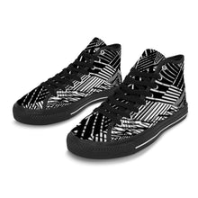 Load image into Gallery viewer, Ti Amo I love you Exclusive Brand - Black &amp; White Line Art - Men&#39;s High Top Canvas Shoes
