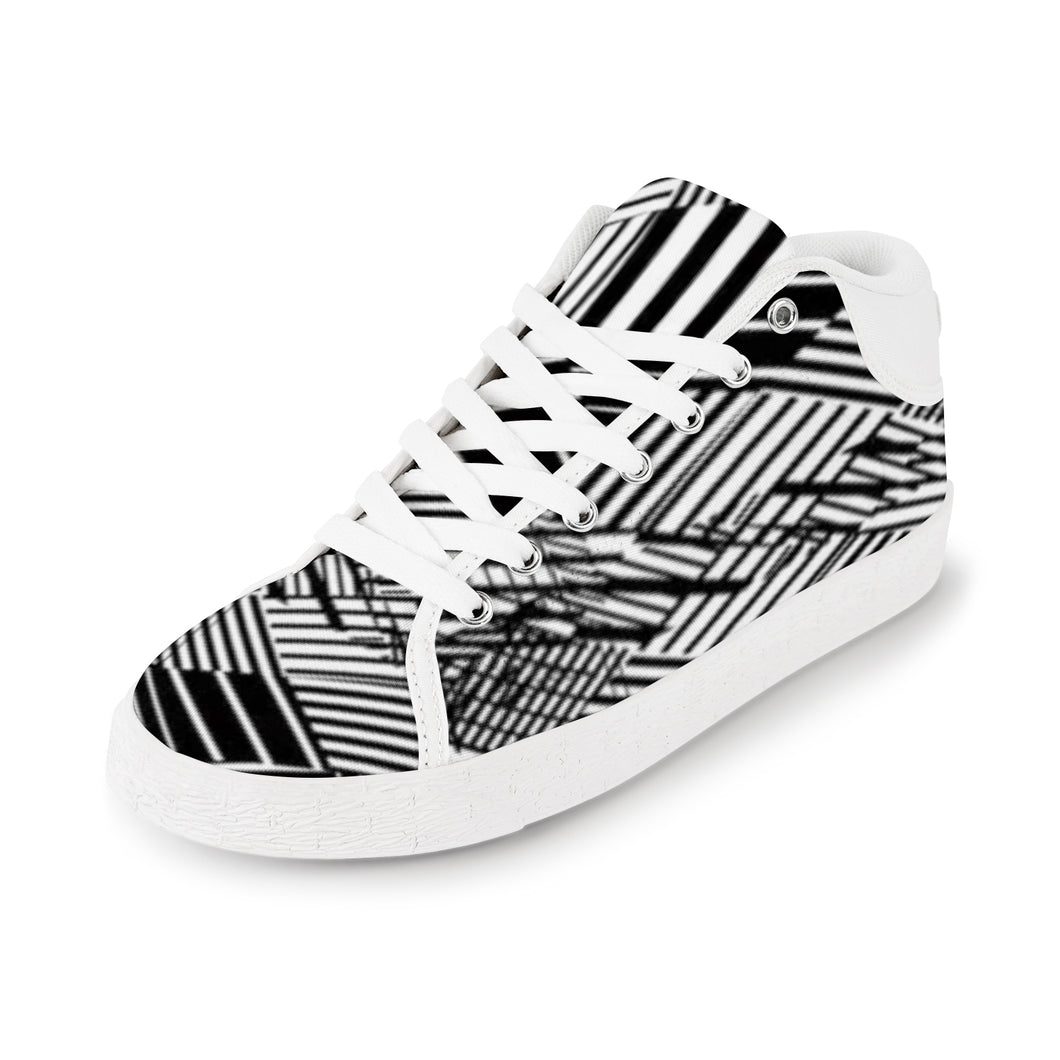 Ti Amo I love you - Exclusive Brand - Black & White Line Art - Men's Chukka Canvas Shoes