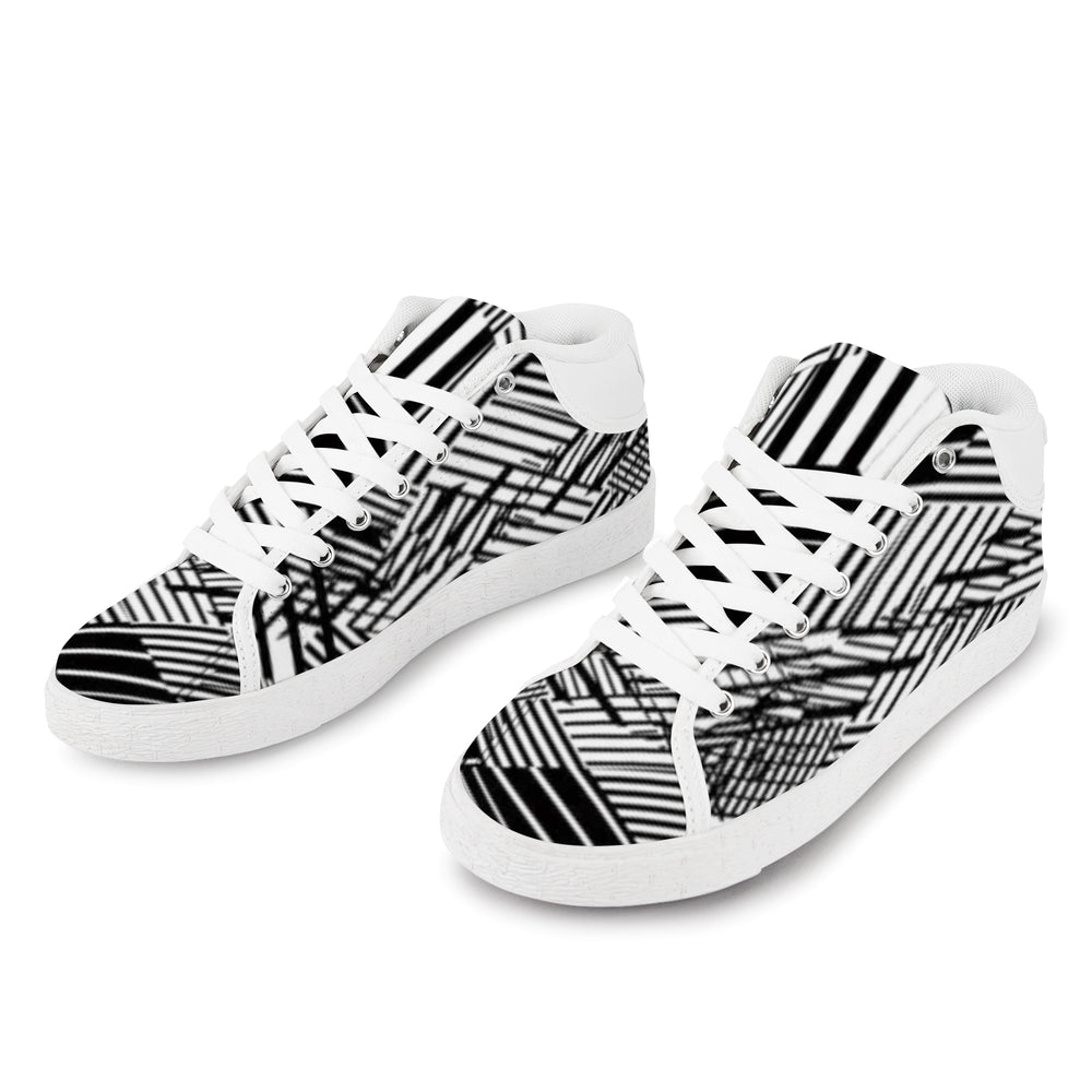 Ti Amo I love you - Exclusive Brand - Black & White Line Art - Men's Chukka Canvas Shoes