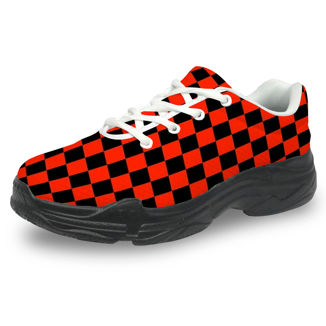 Ti Amo I love you - Exclusive Brand - Scarlet & Black Checkered - Men's Chunky Shoes